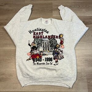 Jerzees Huntington East Highlanders 1940 1996 Mens Sweatshirt Crewneck L Vintage